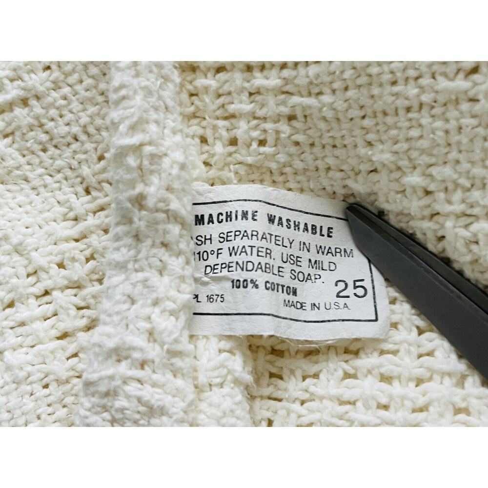 White Cotton Waffle Weave Blanket King USA WPL 1675 Vintage Diamond 25 Beacon ? - Picture 7 of 16